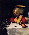 Germain Theodure Clement Ribot A Still Life With Apples And Grapes painting